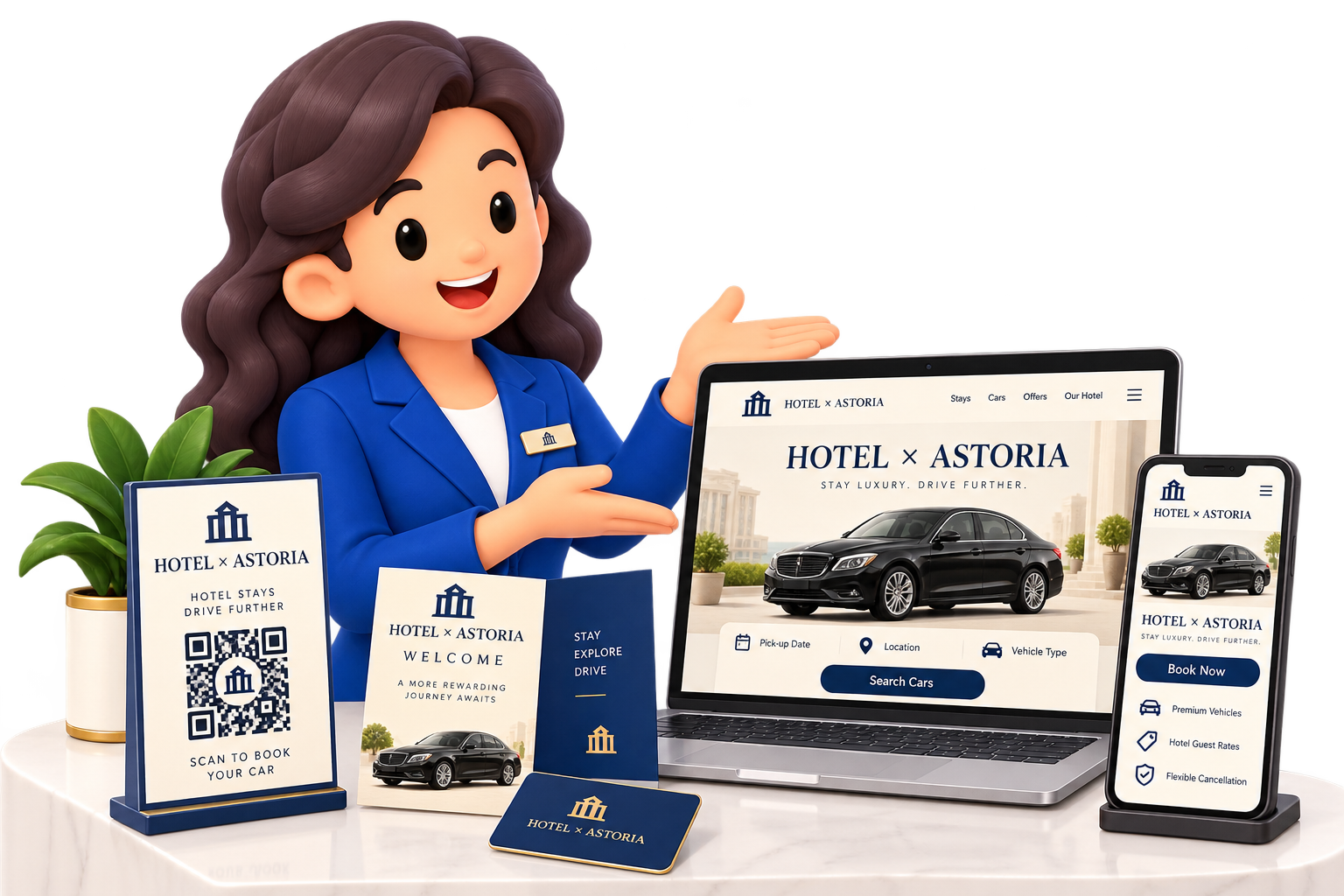 Сайт, QR-код и печатные материалы в едином стиле гостиницы Hotel × Astoria